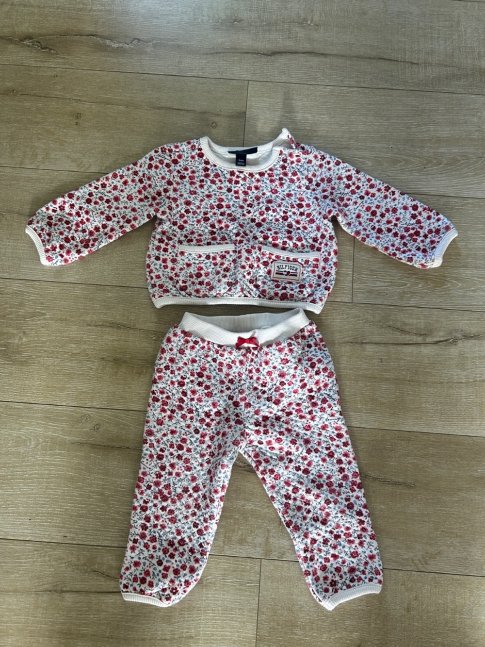 Tommy Hilfiger Red and White Floral Pajama Set
